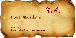 Hohl Abdiás névjegykártya